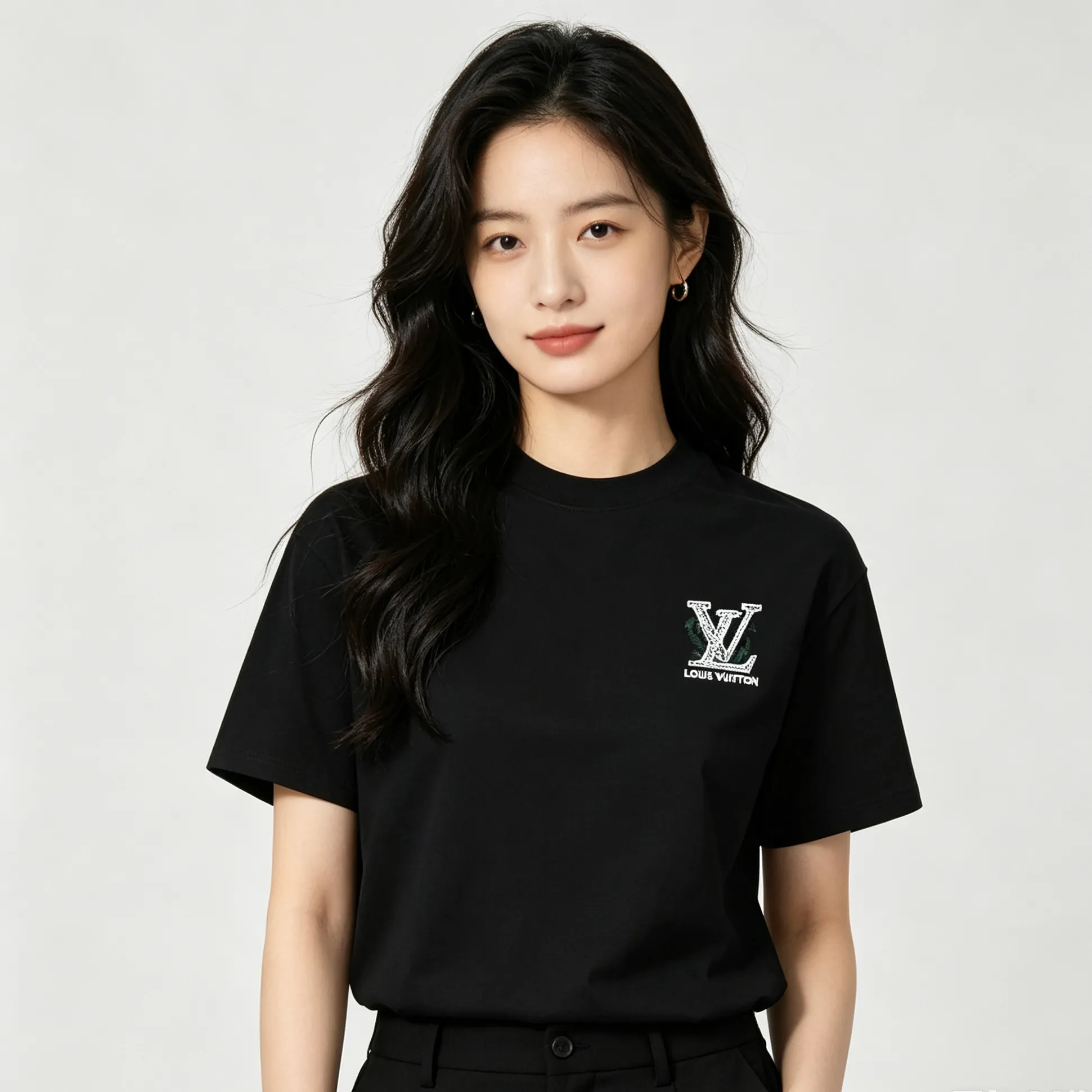 Louis Vuitton/Louis Vuitton inkjet presbyopic line logo embroidered short sleeves